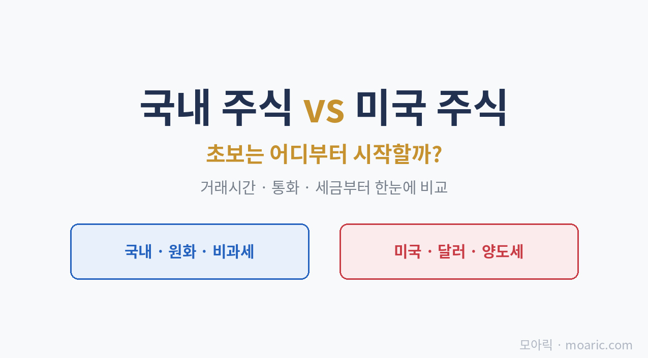 국내 주식 vs 미국 주식, 초보는 뭐부터? 차이·세금 총정리 (2026)